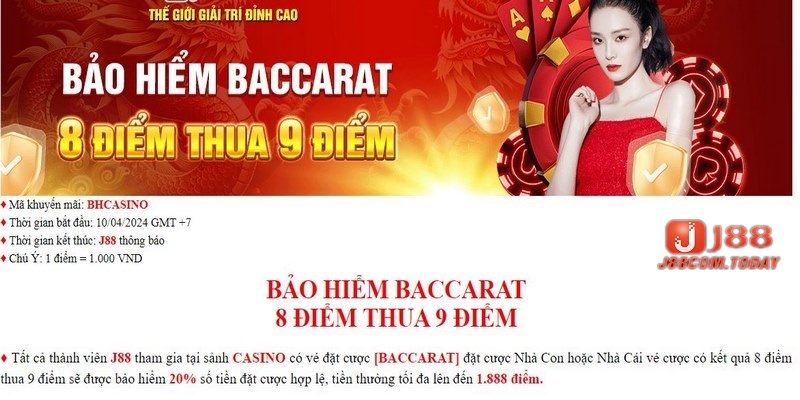 Bảo hiểm cược thua Baccarat có tỷ lệ trả thưởng cực cao